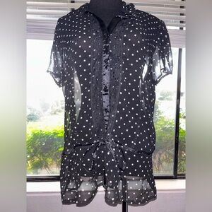 Etro Black and White Polka Dot Blouse